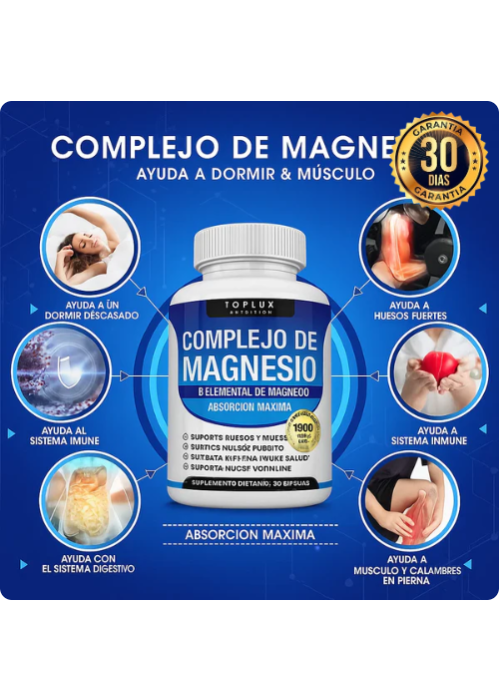SUPLEMENTO DE MAGNESIO 8 ELEMENTALES DE 1000MG Y 90 CAPSULAS