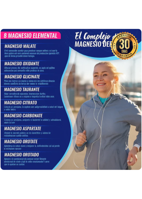 SUPLEMENTO DE MAGNESIO 8 ELEMENTALES DE 1000MG Y 90 CAPSULAS